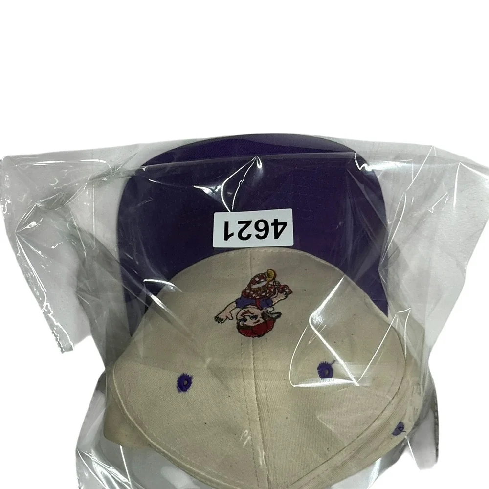 Vintage Bobs Big Boy‎ Snapback Hat Cream Purple Mascot Embroidered Cap TC